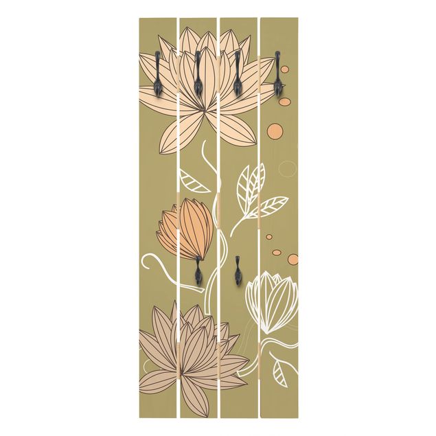 Wooden coat rack - Art Nouveau Flower
