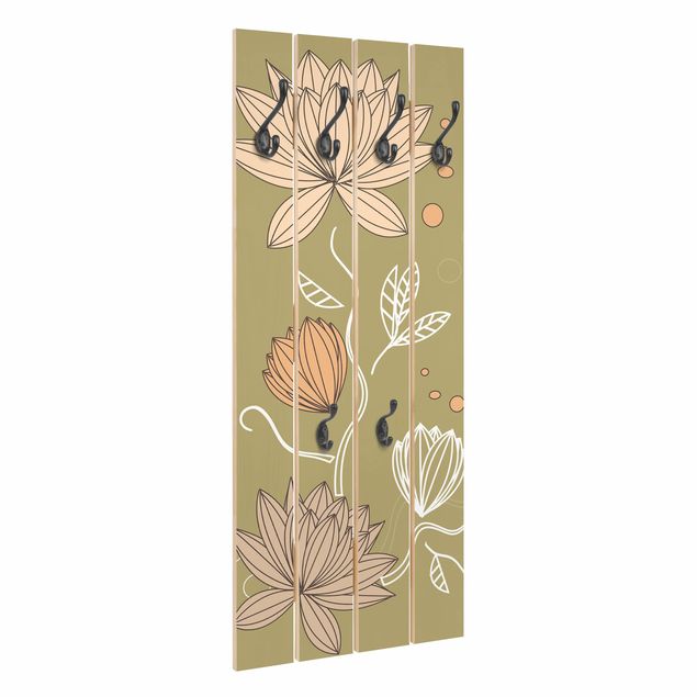 Wooden coat rack - Art Nouveau Flower