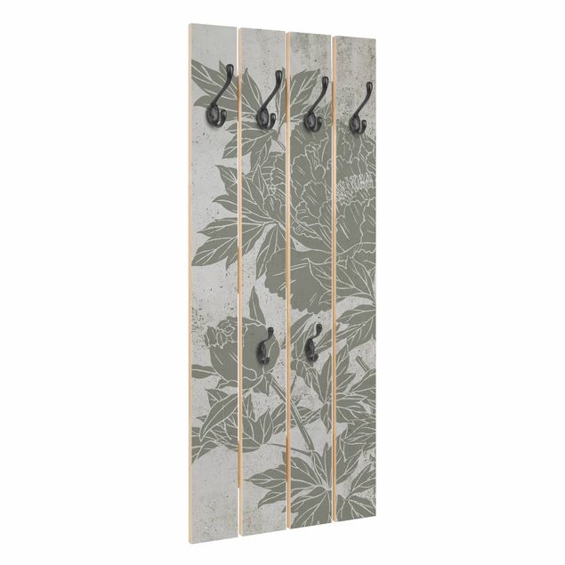 Wooden coat rack - Blooming Peony II