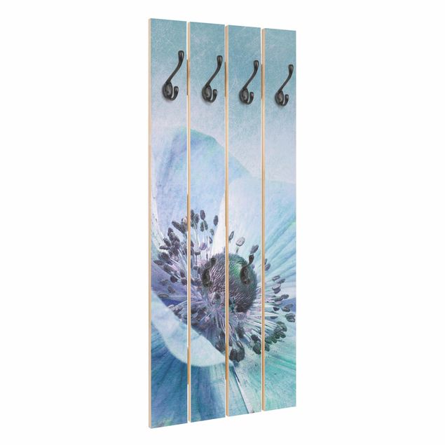 Wooden coat rack - Flower In Turquoise
