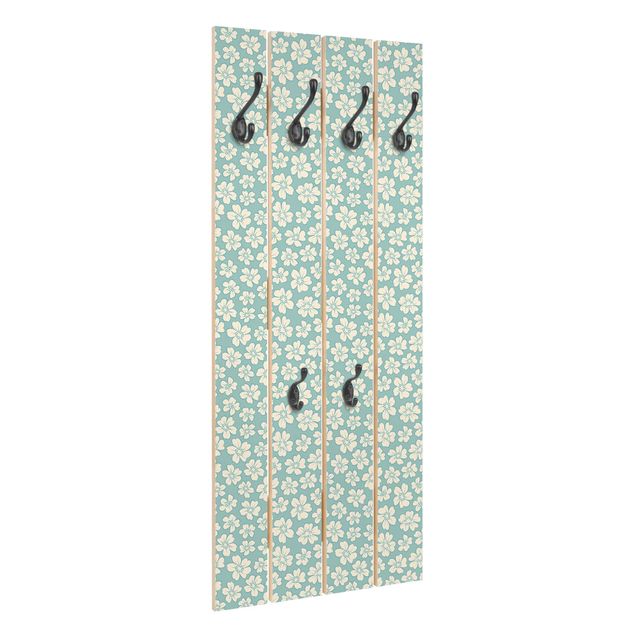 Wooden coat rack - Floral Pattern on Mint