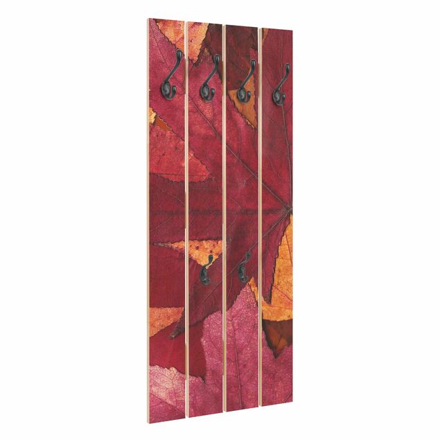 Wooden coat rack - Coloured Leaves