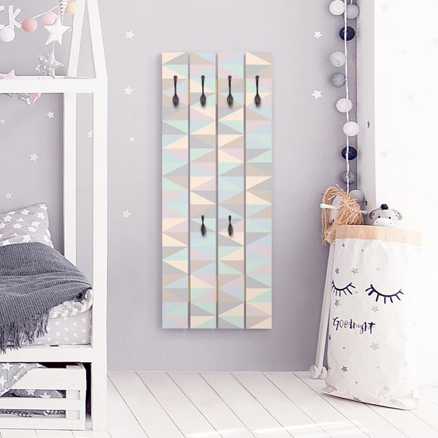 Wooden coat rack - Triangles In Pastel Colours