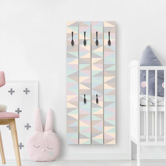 Wooden coat rack - Triangles In Pastel Colours