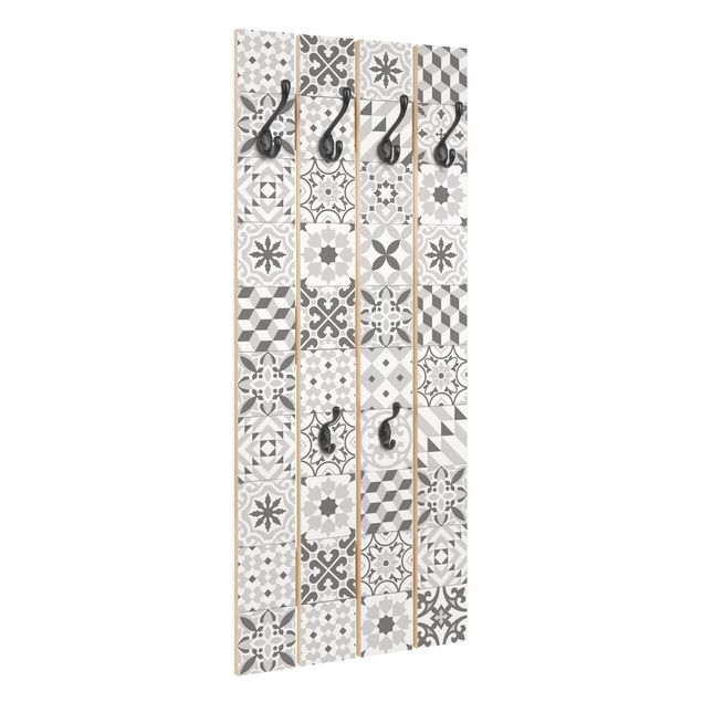 Wooden coat rack - Geometrical Tile Mix Grey