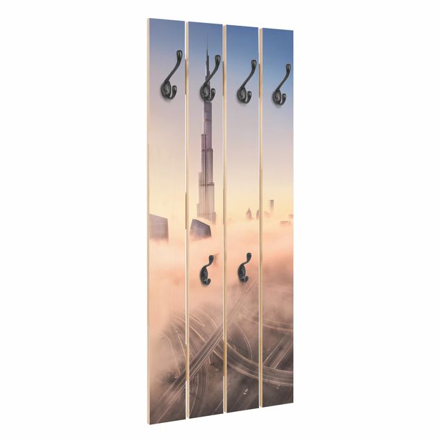 Wooden coat rack - Heavenly Dubai Skyline