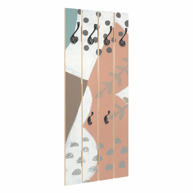 Wooden coat rack - Carnival Of Shapes In Salmon I
