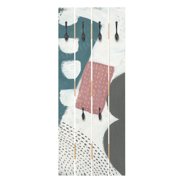 Wooden coat rack - Carnival Of Forms In Teal I