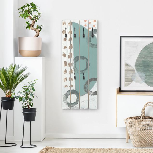 Wooden coat rack - Carnival Of Forms In Teal III