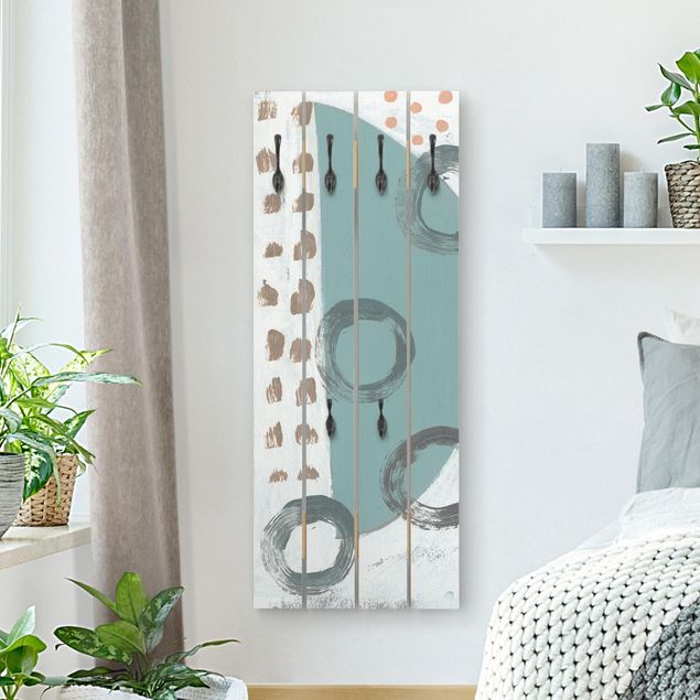 Wooden coat rack - Carnival Of Forms In Teal III