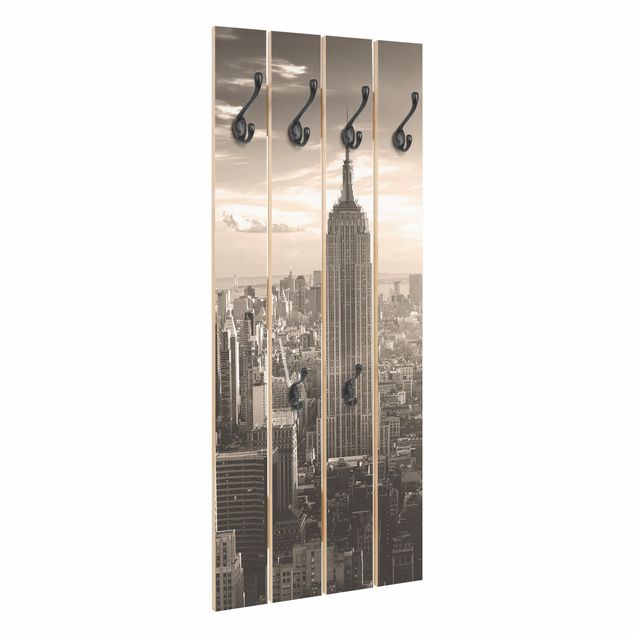 Wooden coat rack - Manhattan Skyline