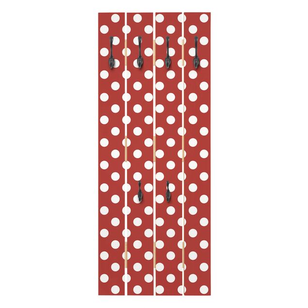 Wooden coat rack - No.DS92 Dot Design Girly Red