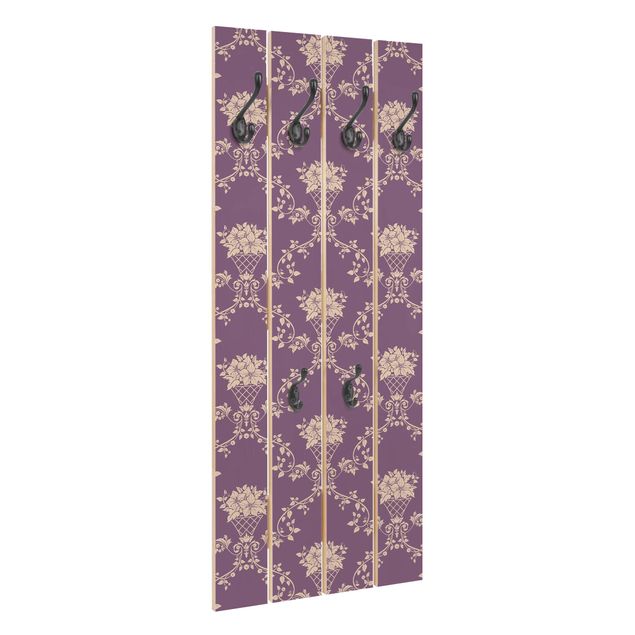 Wooden coat rack - No.RS11 Flower Basket Violet Layout