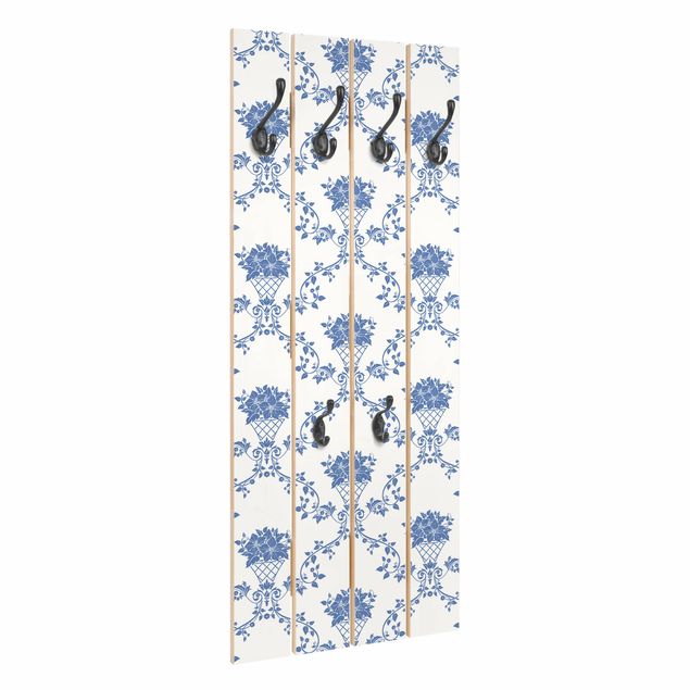 Wooden coat rack - No.RS9 Flower Basket Blue Layout
