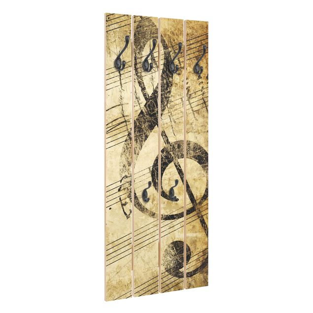 Wooden coat rack - Music Note
