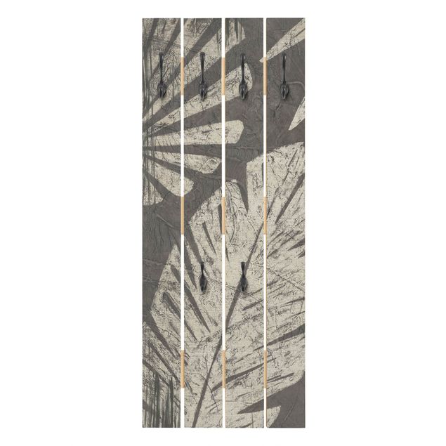 Wooden coat rack - Palm Leaves Dark Grey Backdrop