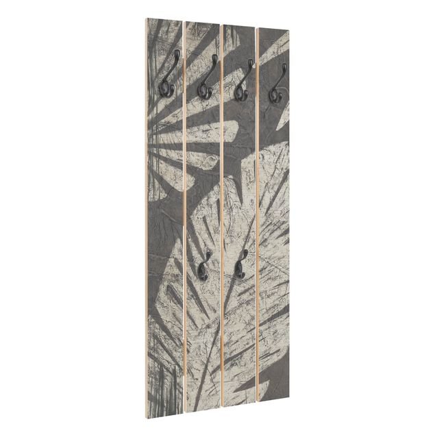 Wooden coat rack - Palm Leaves Dark Grey Backdrop