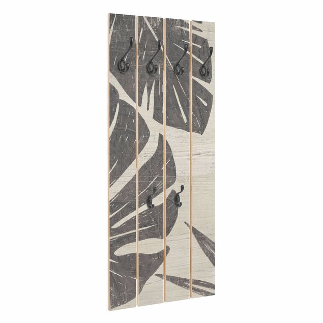 Wooden coat rack - Palm Leaves Light Grey Backdrop