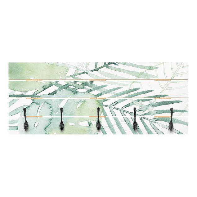 Wooden coat rack - Palm Fronds In Watercolour I