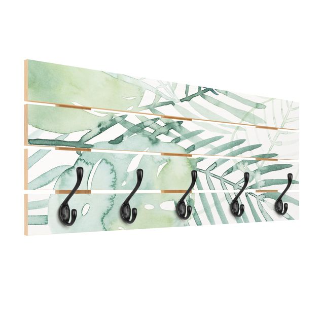 Wooden coat rack - Palm Fronds In Watercolour I