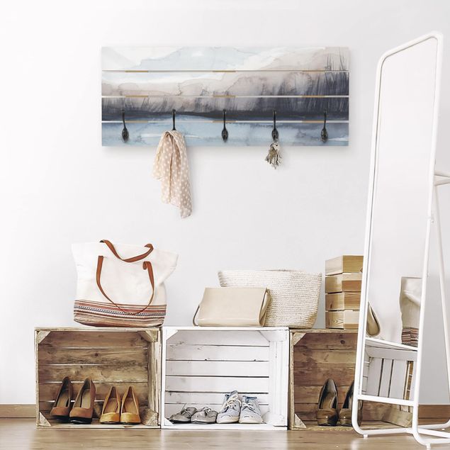 Wooden coat rack - Lakeside With Mountains I