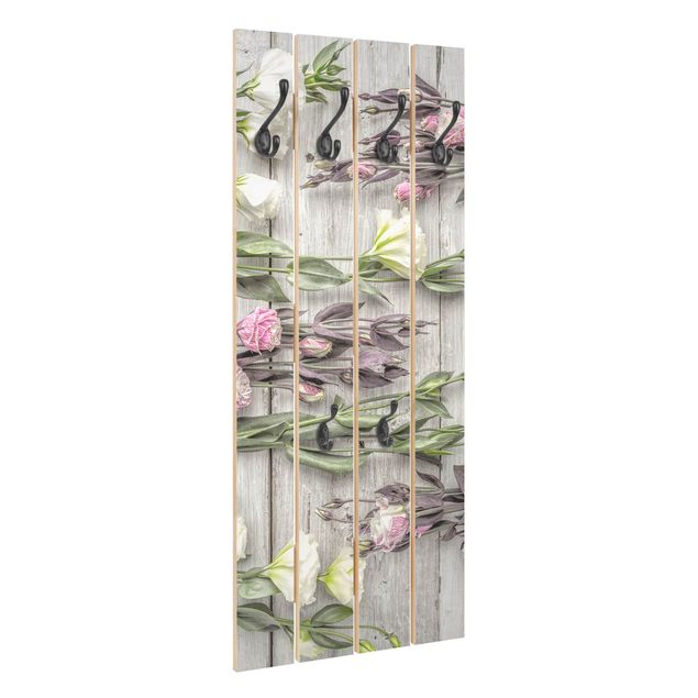 Wooden coat rack - Shabby Roses On Wood