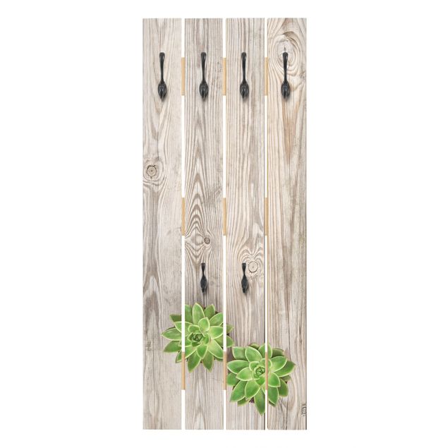 Wooden coat rack - Succulent Plant