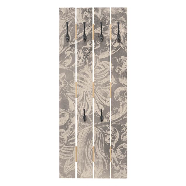 Wooden coat rack - Faded Flower Ornament II