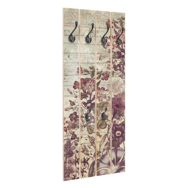 Wooden coat rack - Vintage Floral Wood Look II