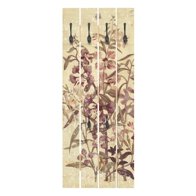 Wooden coat rack - Vintage Floral Linen Look