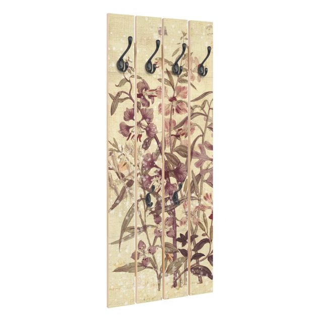 Wooden coat rack - Vintage Floral Linen Look