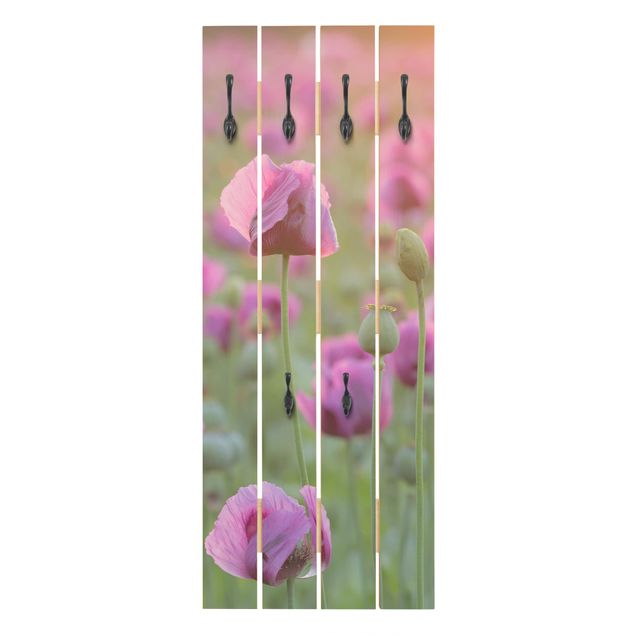 Wooden coat rack - Purple Poppy Flower Meadow In Spring