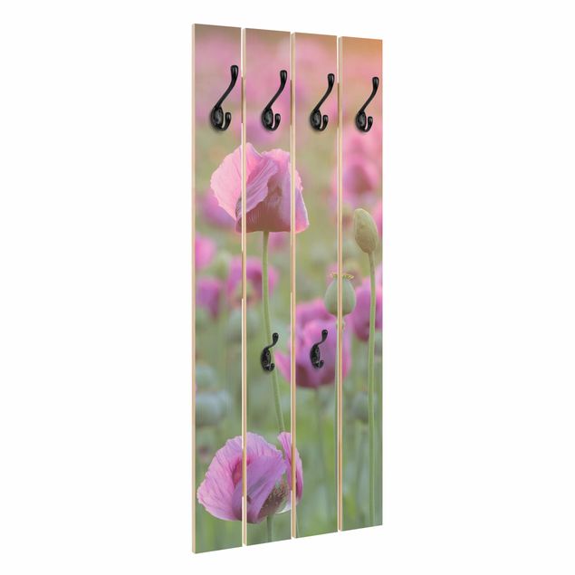 Wooden coat rack - Purple Poppy Flower Meadow In Spring