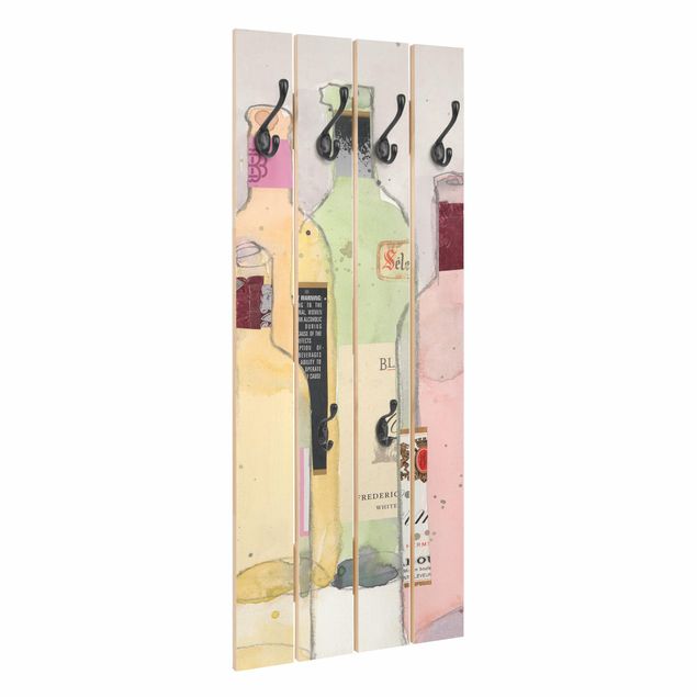 Wooden coat rack - Wine Bottles In Watercolour I
