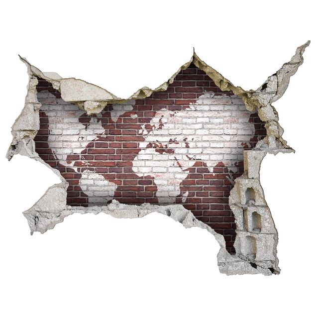 3d wallpaper sticker Brick World Map