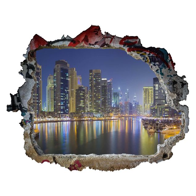 3d wall art stickers Dubai Night Skyline