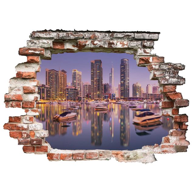 3d wallpaper sticker Dubai Skyline And Marina