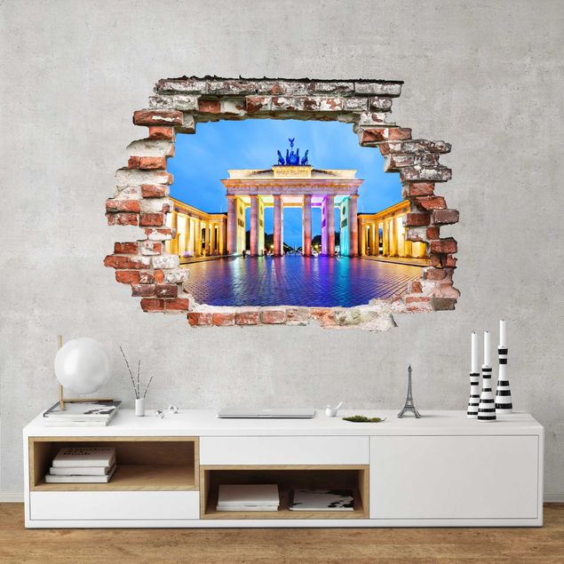 Wall stickers city ​​names Illuminated Brandenburg Gate