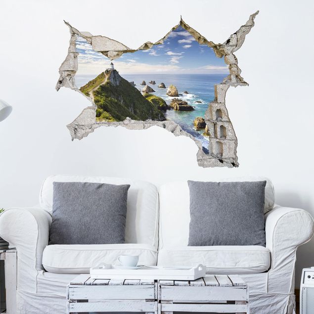 3d wall art stickers Nugget Point Lighthouse And Sea New Zealand