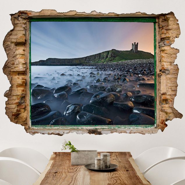 Wall stickers island Sunrise With Fog At Dunstanburgh Castle