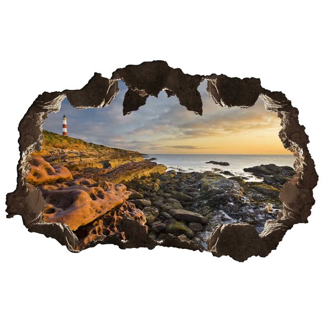 Wall stickers 3d Tarbat Ness Lighthouse And Sunset At The Ocean