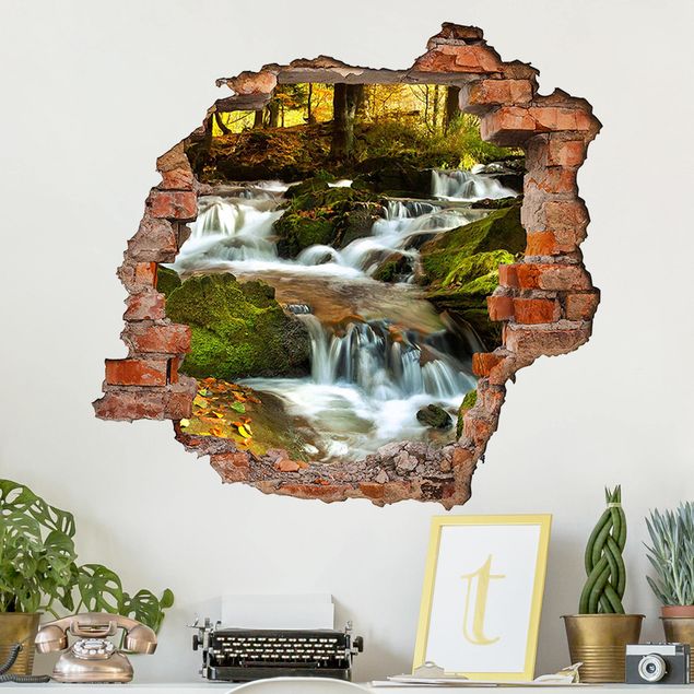 Wall stickers 3d Waterfall Autumnal Forest