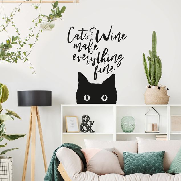 Wall stickers quotes Cats And Wine make Everything Fine