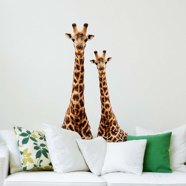 Animal print wall stickers Portrait of two giraffes