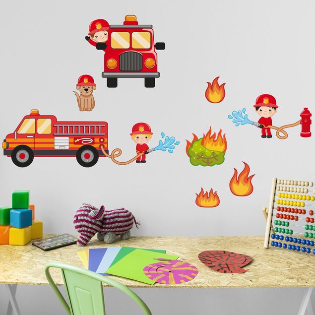 Wall stickers firemen Fire Brigade in Action Set