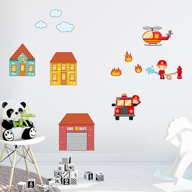 Wall sticker - Firefighter Set with Houses