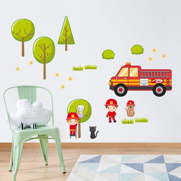 Wall stickers Firefighter Set with Cats