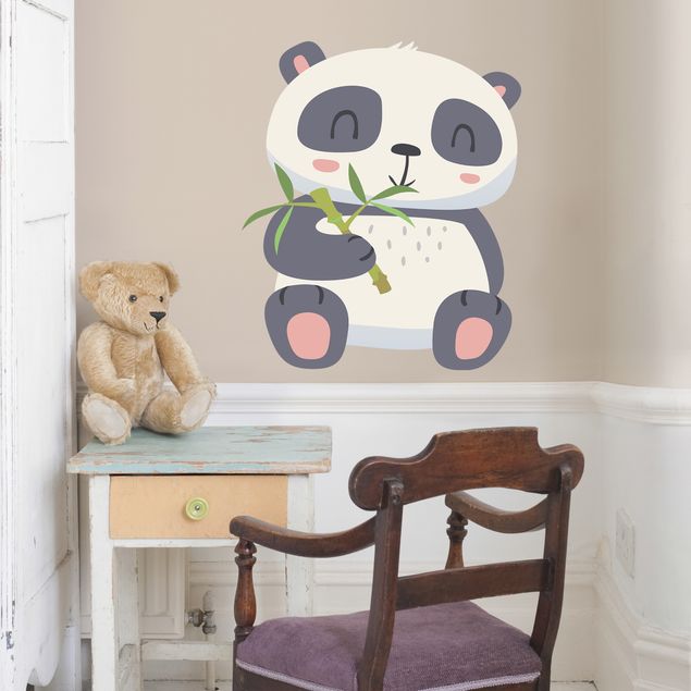 Jungle theme wall stickers Panda Munching On Bamboo
