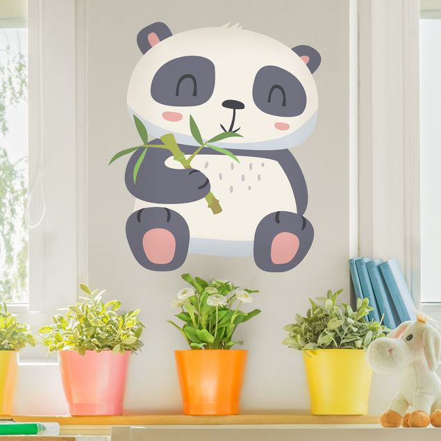 Bamboo stickers wall decor Panda Munching On Bamboo