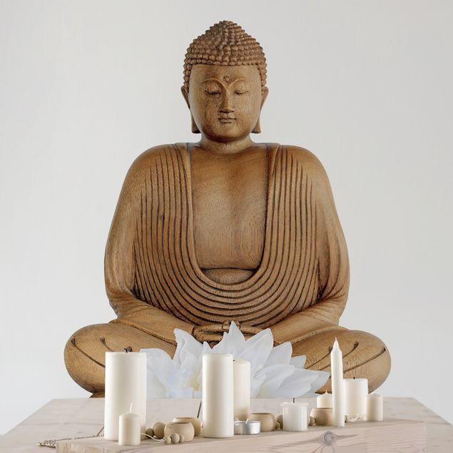 Spiritual wall decals Wooden Lotus Buddha